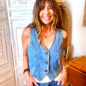 Vintage Denim Vest 80s 90s Y2K Derrière’s Jean Blue 70s Vibe Size M Boho Western